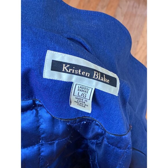 Blue Hooded Button-Up Jacket With Adjustable Waist & Snap Closures - Picture 9 of 9